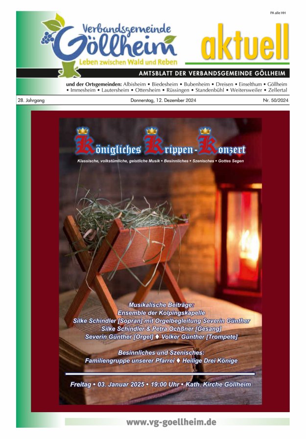 Verbandsgemeinde Göllheim aktuell Titelblatt 50/2024