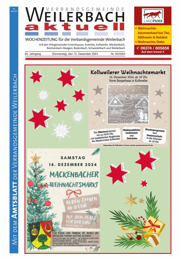 Verbandsgemeinde Weilerbach aktuell Titelblatt 50/2024