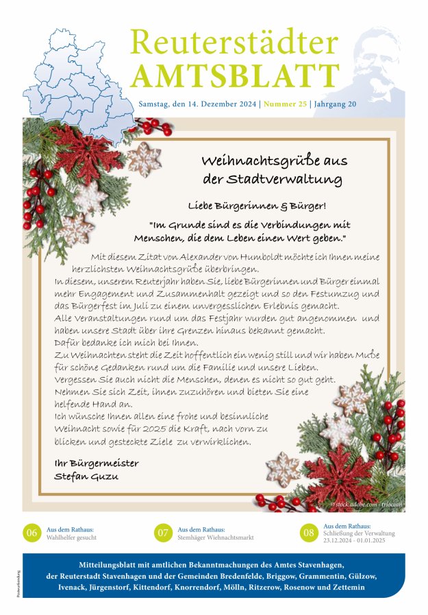 Reuterstädter Amtsblatt Titelblatt 25/2024