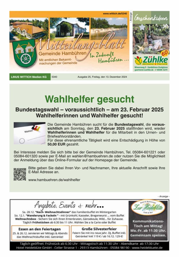Mitteilungsblatt der Gemeinde Hambühren Titelblatt 25/2024