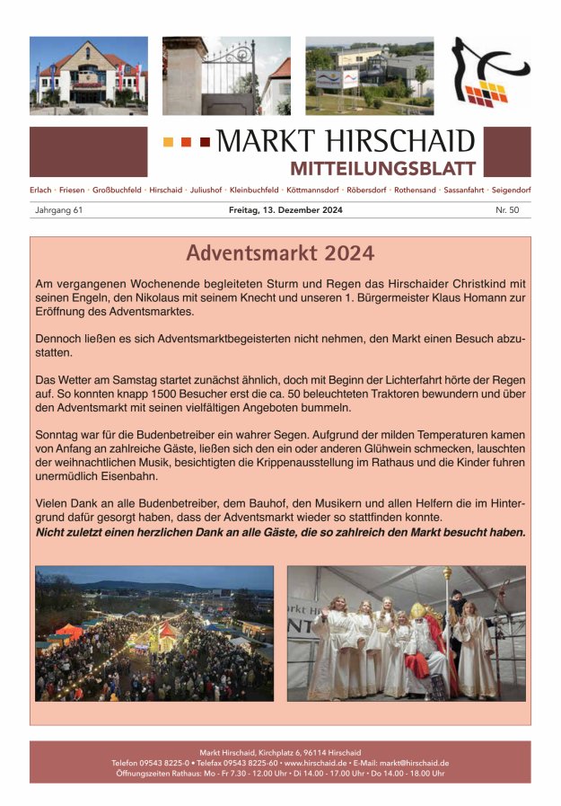 Mitteilungsblatt Markt Hirschaid Titelblatt 50/2024