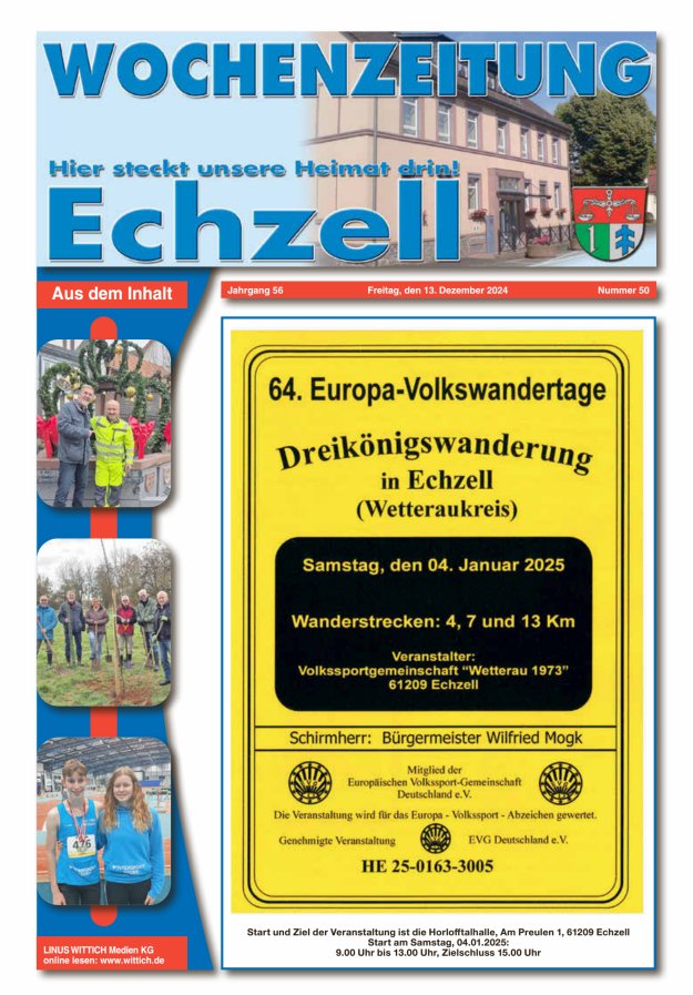 Wochenzeitung für die Gemeinde Echzell Titelblatt 50/2024