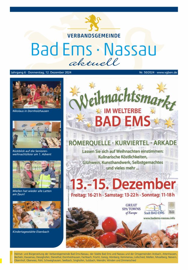 Bad Ems-Nassau aktuell Ausgabe Nassau Titelblatt 50/2024