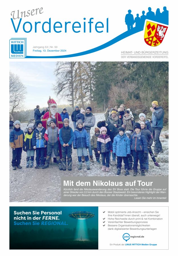 Mitteilungsblatt Vordereifel - Heimat- u Bürgerzeitung der VG Vordereifel Titelblatt 50/2024