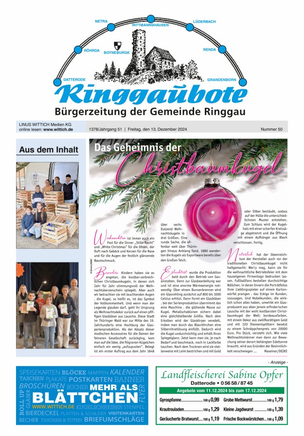 Ringgaubote Titelblatt 50/2024