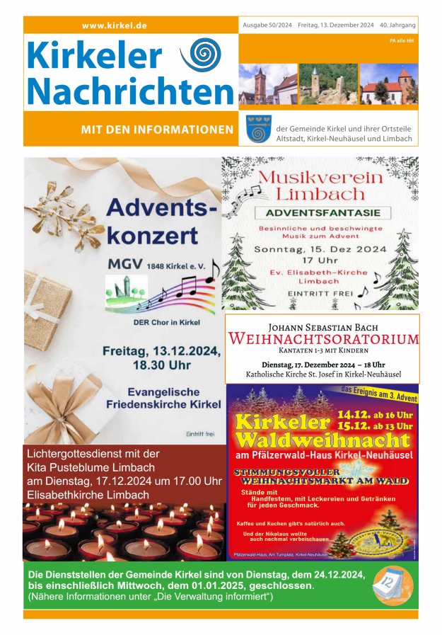 Kirkeler Nachrichten Titelblatt 50/2024