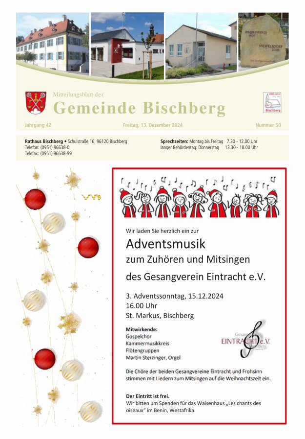 Mitteilungsblatt der Gemeinde Bischberg Titelblatt 50/2024