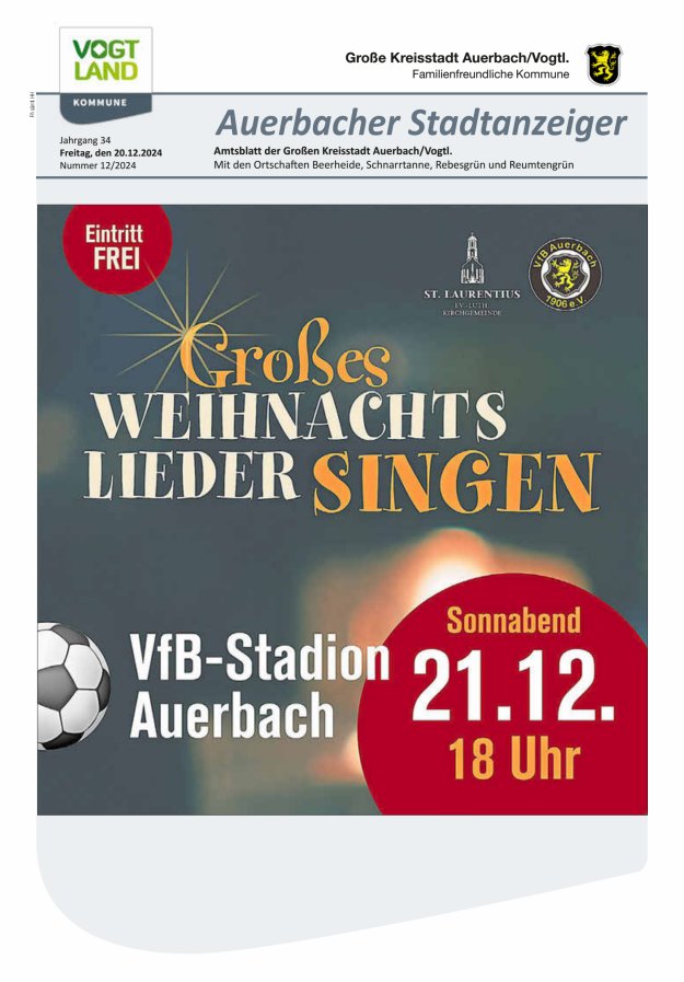 Auerbacher Stadtanzeiger Titelblatt 12/2024
