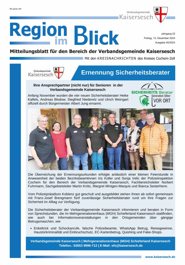 Region im Blick VG Kaisersesch Titelblatt 50/2024