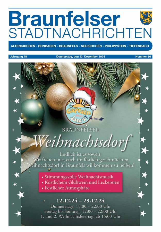 Braunfelser Stadtnachrichten Titelblatt 50/2024
