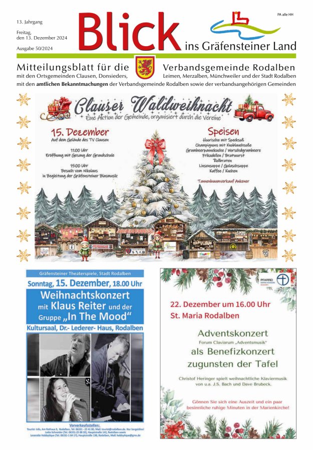 Blick ins Gräfensteiner Land VG Rodalben Titelblatt 50/2024