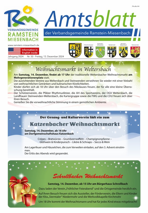 Amtsblatt VG Ramstein-Miesenbach Titelblatt 50/2024