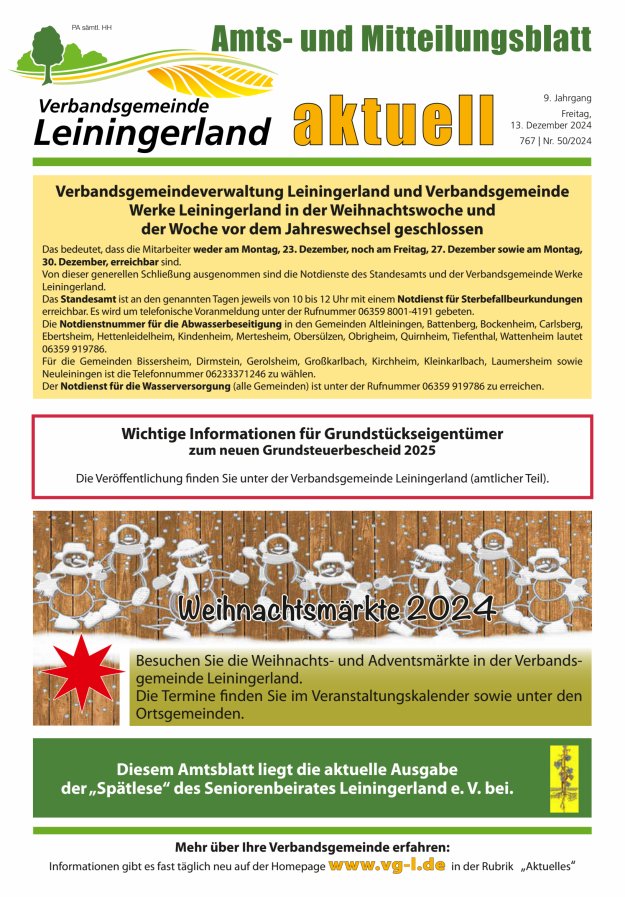 VG Leiningerland aktuell Titelblatt 50/2024