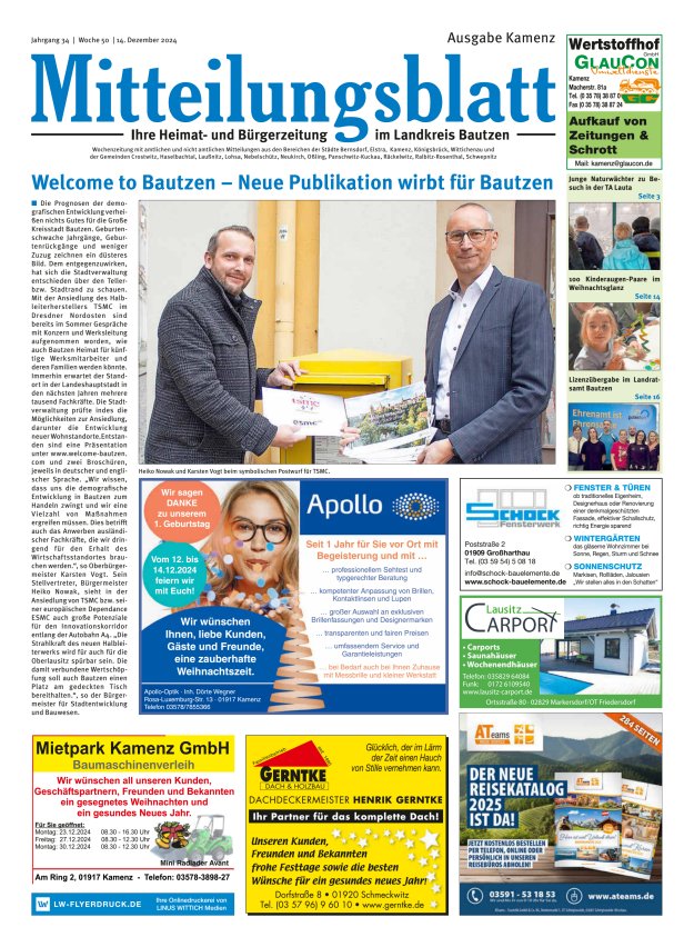 Mitteilungsblatt LK Bautzen Ausgabe Kamenz Titelblatt 49/2024