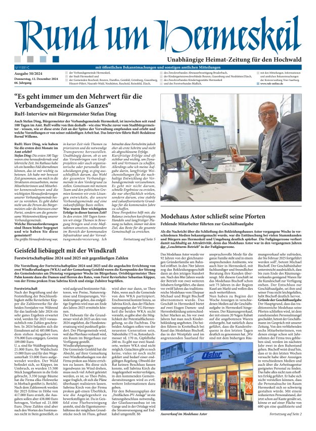Rund um Hermeskeil Titelblatt 50/2024