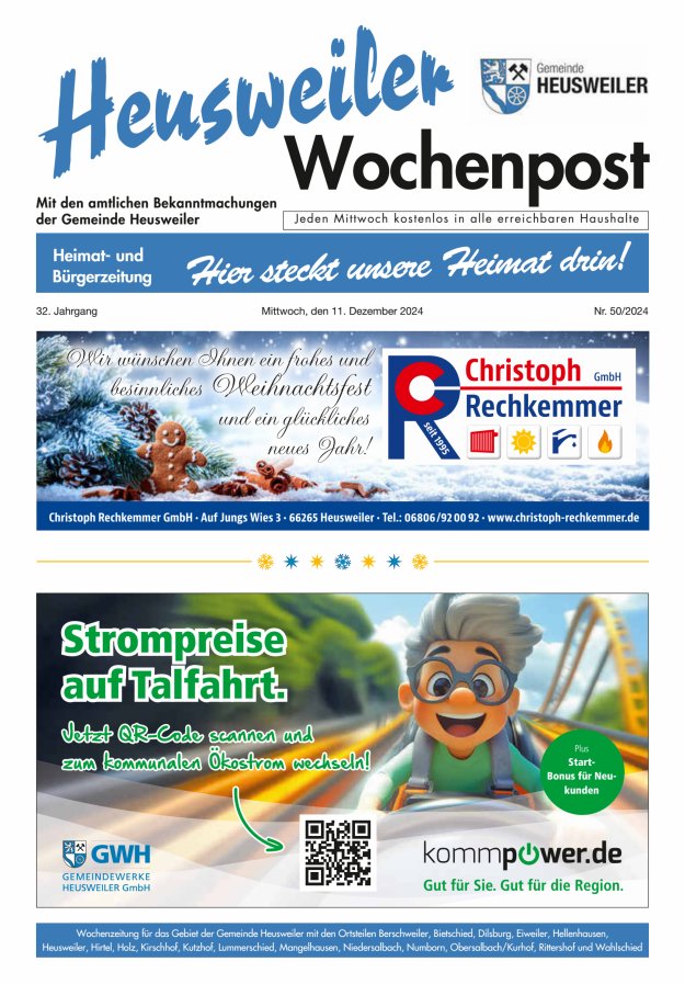Heusweiler Wochenpost Titelblatt 50/2024