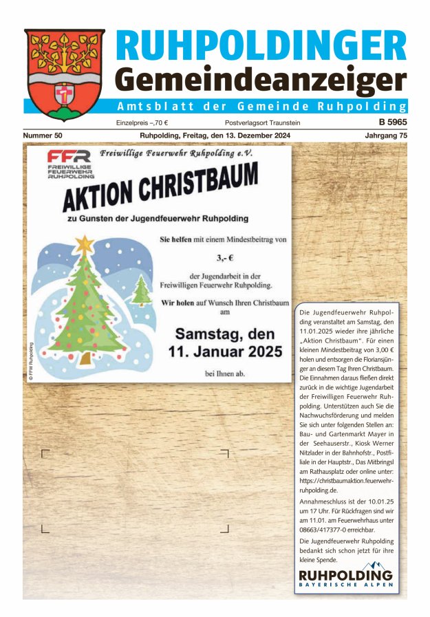 Ruhpoldinger Gemeindeanzeiger Titelblatt 50/2024