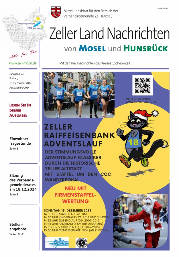 Zeller Land Nachrichten Titelblatt 50/2024