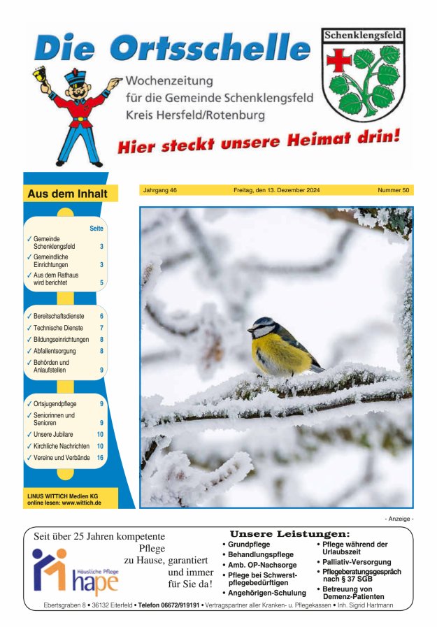 Die Ortsschelle Titelblatt 50/2024