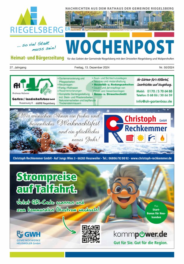 Riegelsberger Wochenpost Titelblatt 50/2024