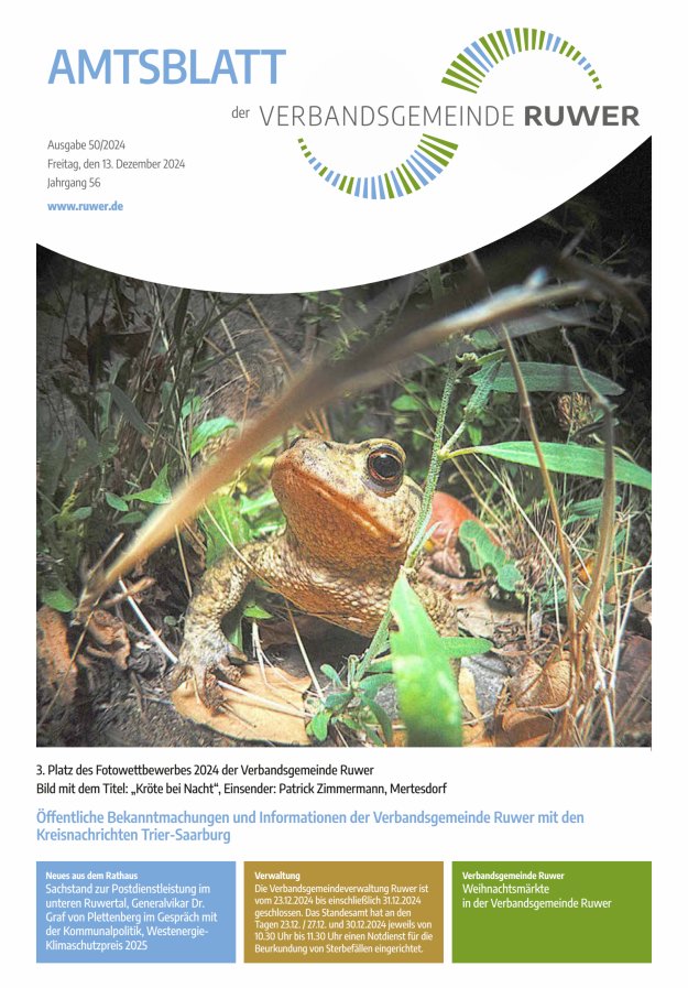 Amtsblatt VG Ruwer Titelblatt 50/2024