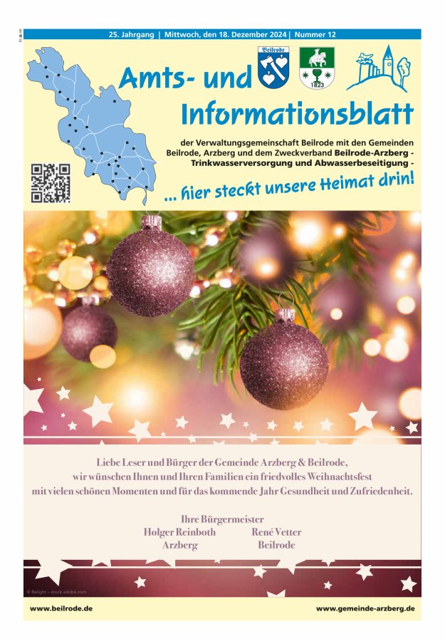 Amts- und Informationsblatt der Verwaltungsgemeinschaft Beilrode Titelblatt 12/2024