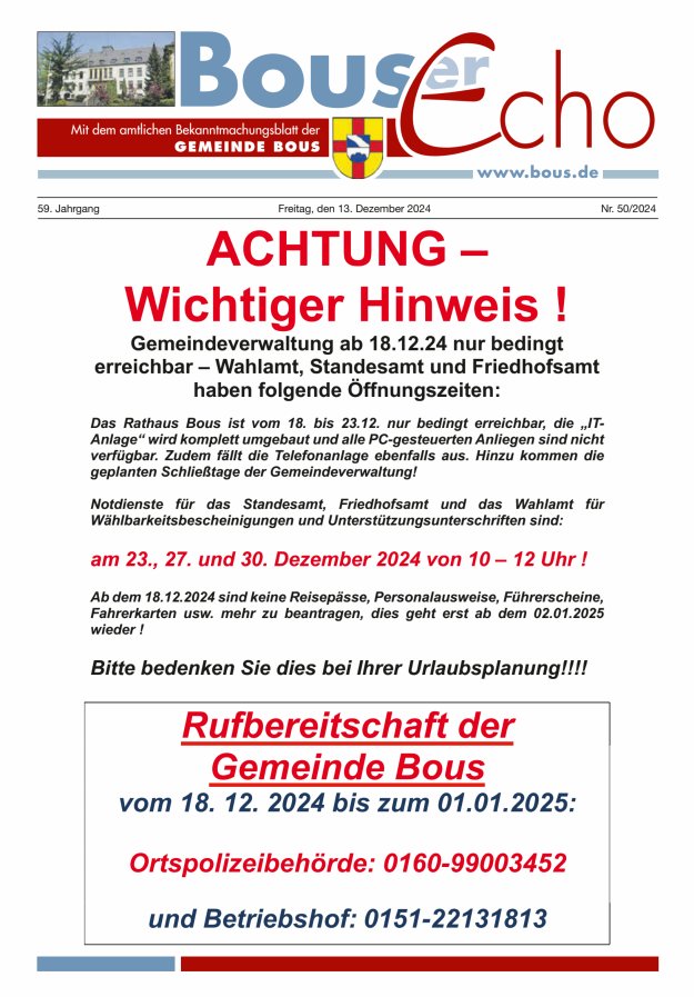 Bouser Echo Titelblatt 50/2024