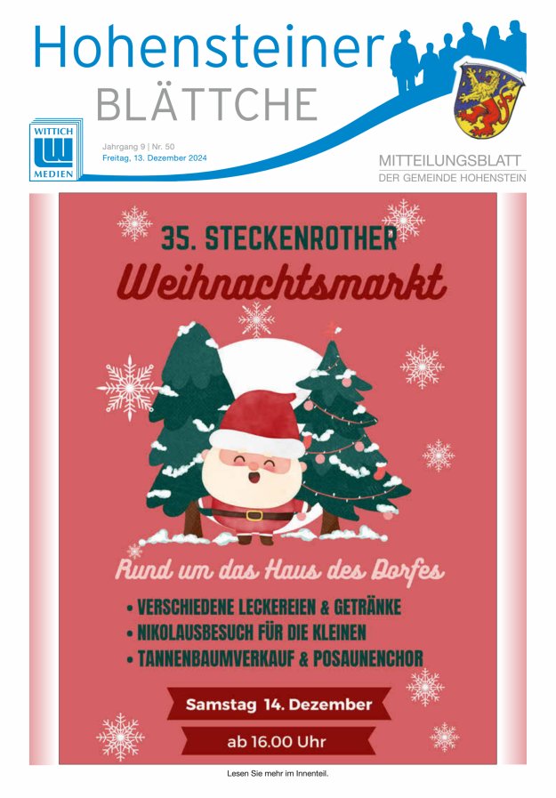 Hohensteiner Blättche Titelblatt 50/2024