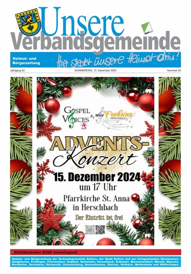 Unsere Verbandsgemeinde Selters Ww Titelblatt 50/2024