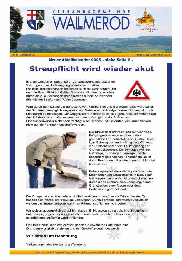 Wir über uns - Verbandsgemeinde Wallmerod Titelblatt 50/2024