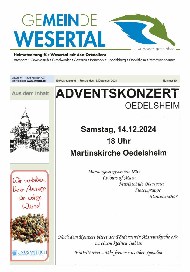 Wesertal Titelblatt 50/2024
