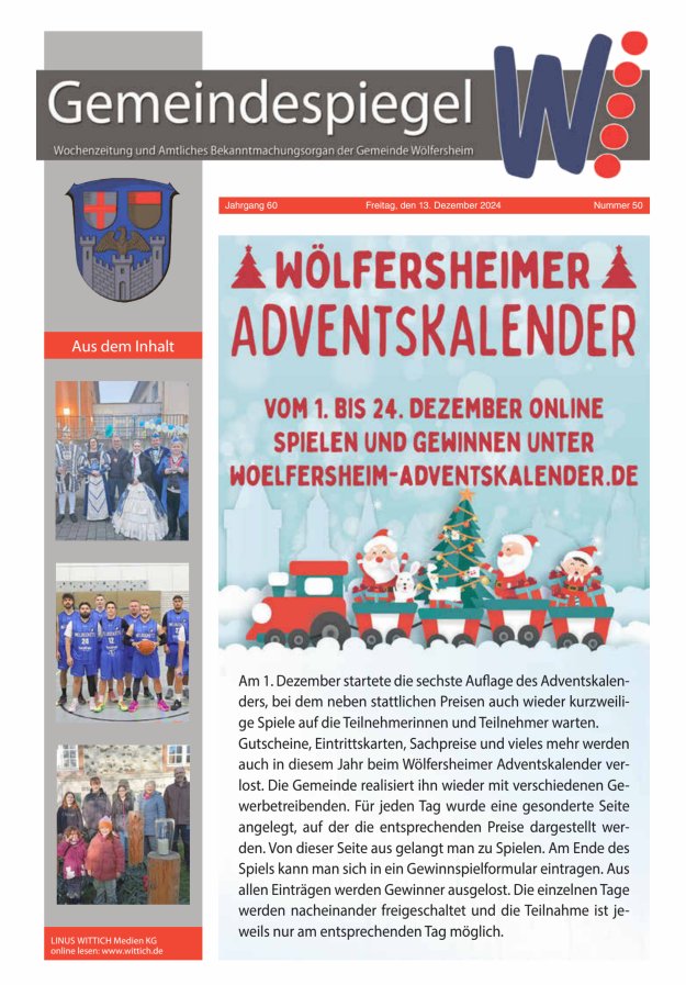 Der Gemeindespiegel Titelblatt 50/2024