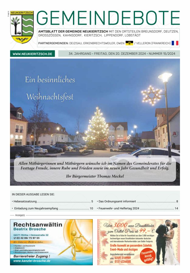 Gemeindebote - Amtsblatt der Gemeinde Neukieritzsch mit den Ortsteilen Titelblatt 15/2024