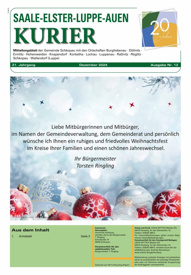 Saale-Elster-Luppe-Auen-Kurier Titelblatt 12/2024