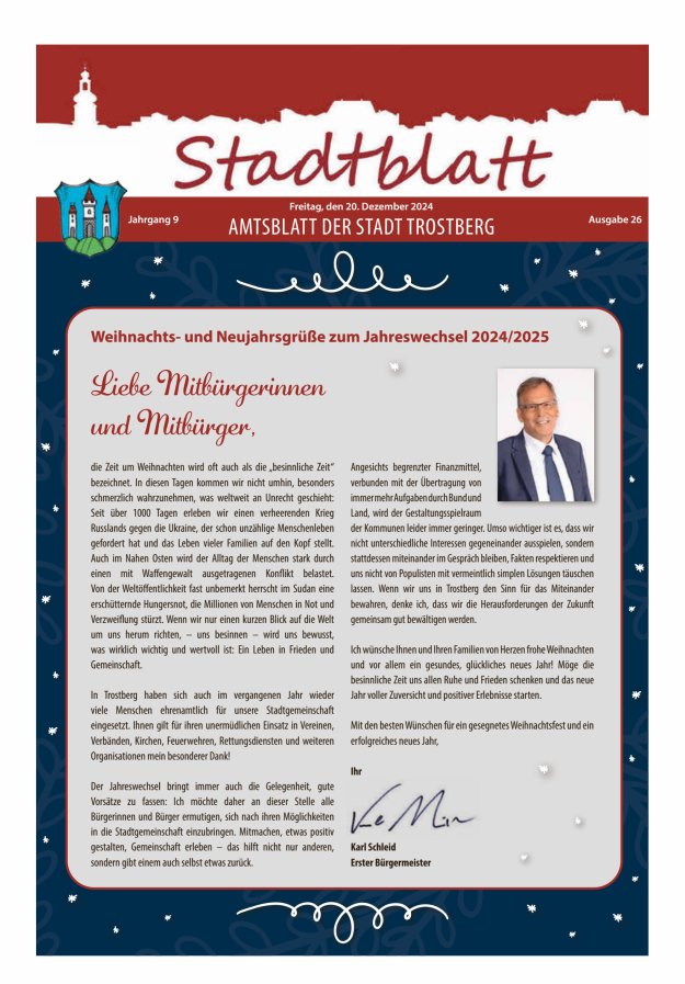 Stadtblatt Trostberg an der Alz Titelblatt 26/2024