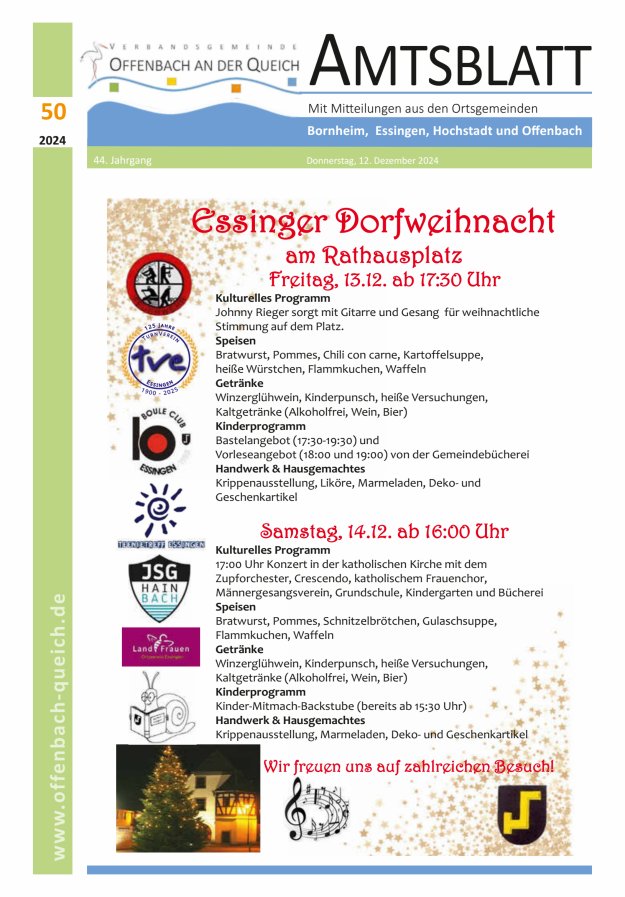 Amtsblatt VG Offenbach an der Queich Titelblatt 50/2024