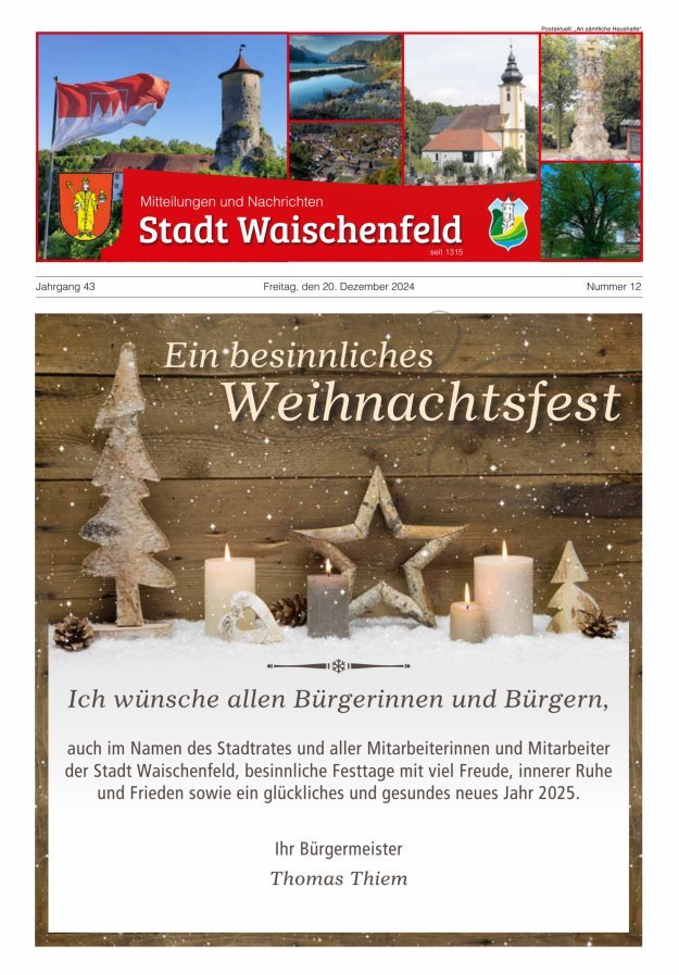 Stadt Waischenfeld - Mitteilungen und andere Nachrichten Titelblatt 12/2024