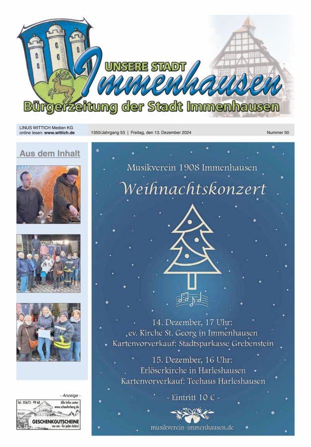 Unsere Stadt Immenhausen Titelblatt 50/2024