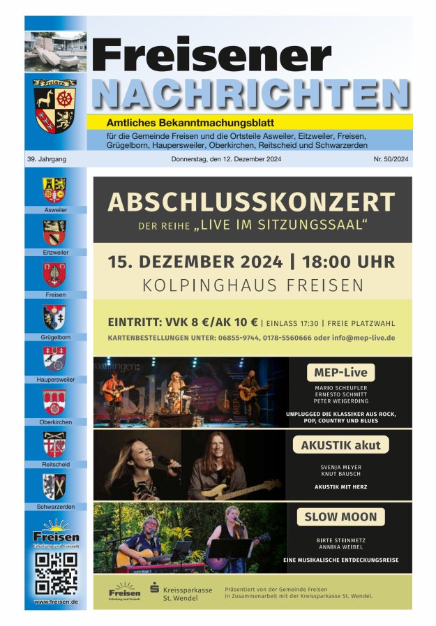 Freisener Nachrichten Titelblatt 50/2024