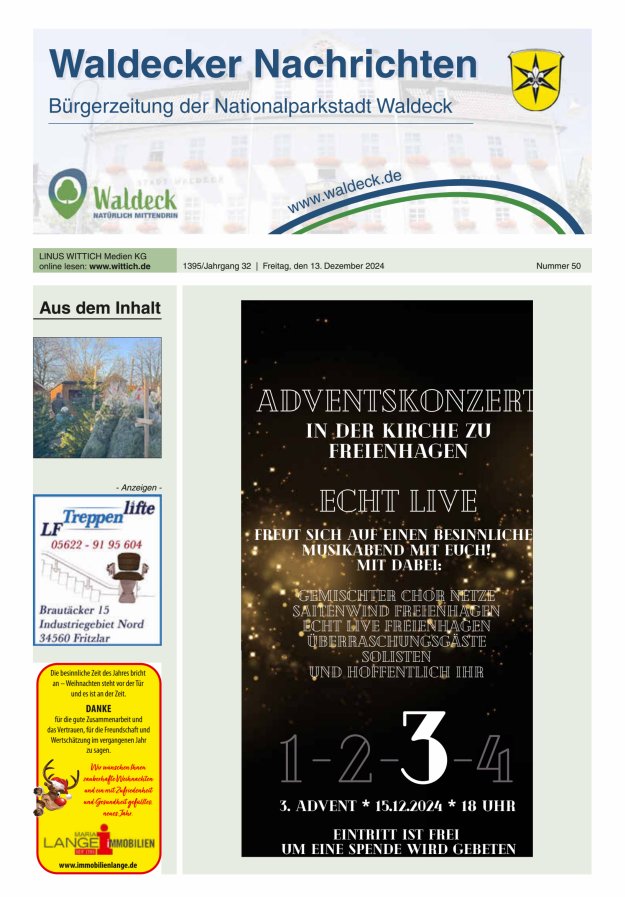 Waldecker Nachrichten Titelblatt 50/2024