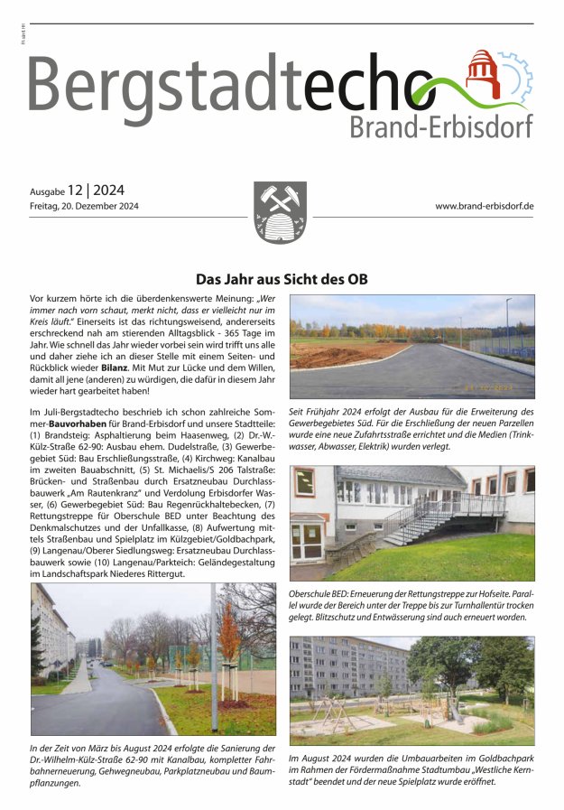Bergstadtecho Brand-Erbisdorf Titelblatt 12/2024