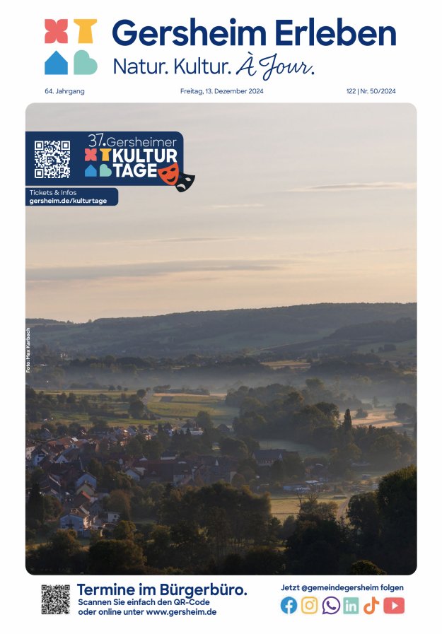 Bekanntmachungsblatt der Gemeinde Gersheim Titelblatt 50/2024