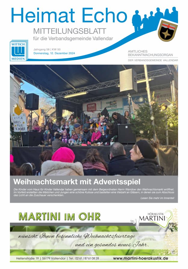 Heimat-Echo - Heimat- und Bürgerzeitung Verbandsgemeinde Vallendar Titelblatt 50/2024