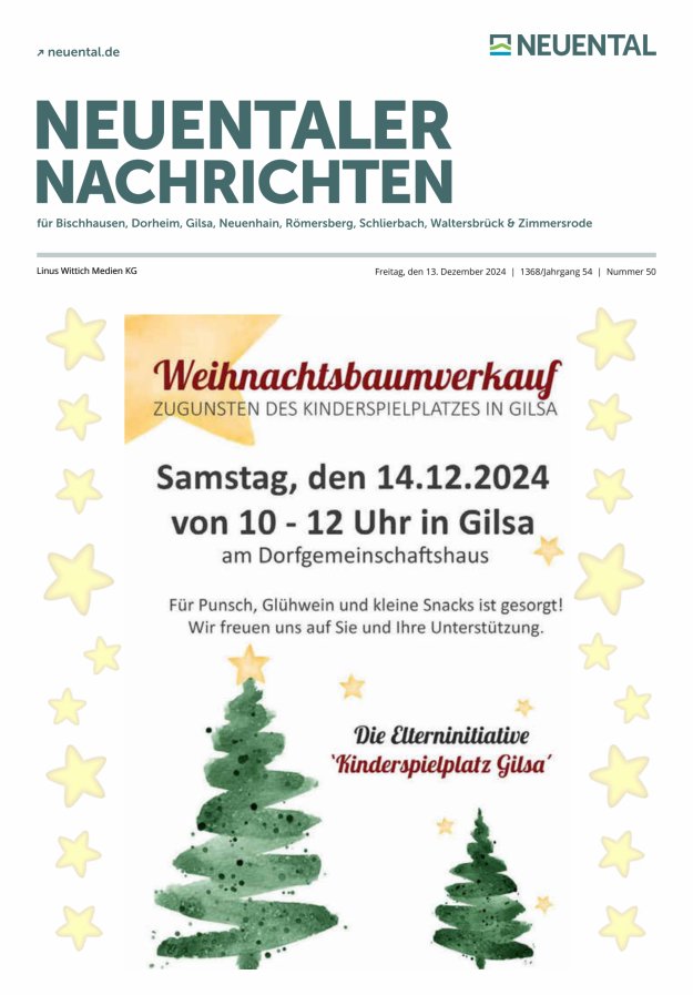 Neuentaler Nachrichten Titelblatt 50/2024