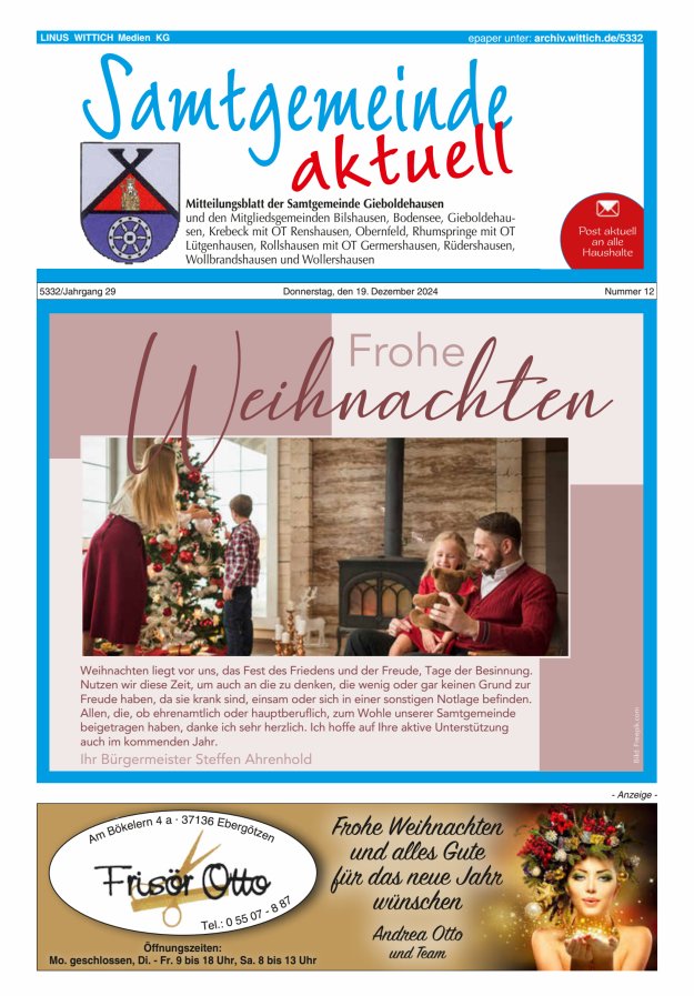Samtgemeinde aktuell Gieboldehausen Titelblatt 12/2024