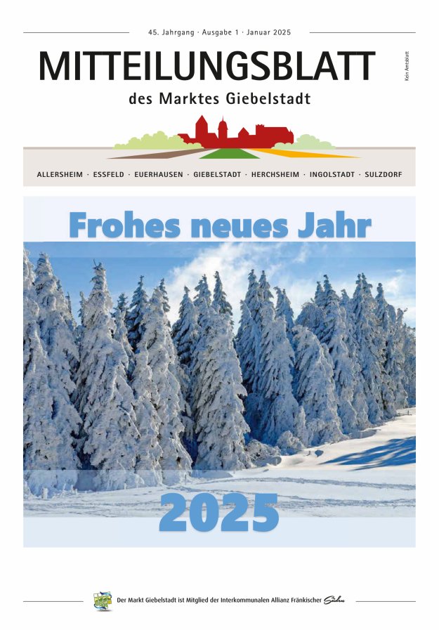 Mitteilungsblatt des Marktes Giebelstadt Titelblatt 01/2025