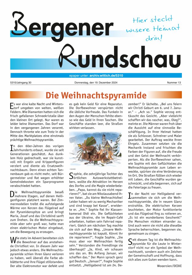 Bergener Rundschau Titelblatt 13/2024