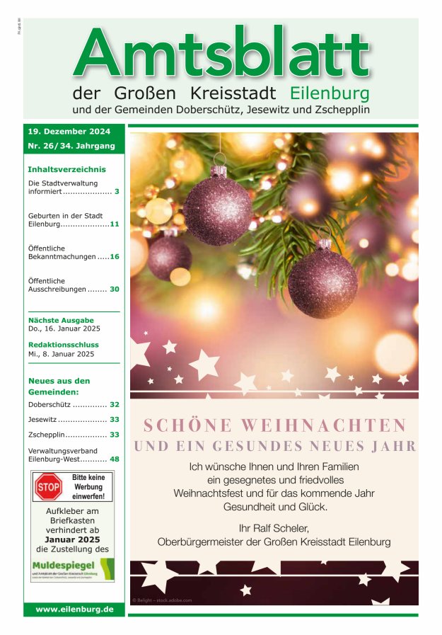 Muldespiegel und Amtsblatt der Großen Kreisstadt Eilenburg und der Gemeinden Titelblatt 26/2024
