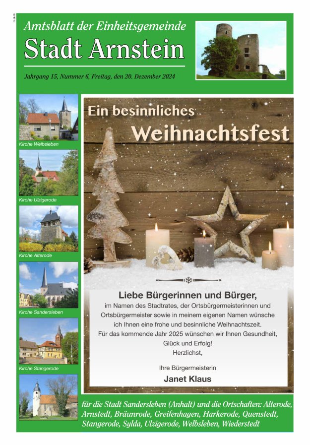 Amtsblatt der Einheitsgemeinde Stadt Arnstein Titelblatt 06/2024