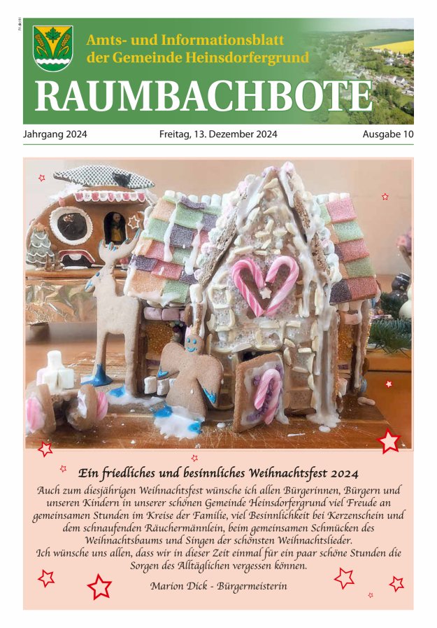Raumbachbote – Amt- und Informationsblatt der Gemeinde Heinsdorfergrund Titelblatt 10/2024